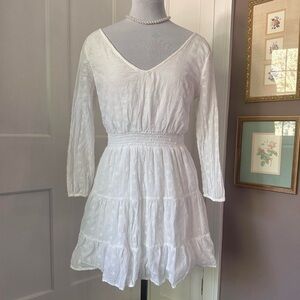 Hollister white flower pointelle long sleeve dress